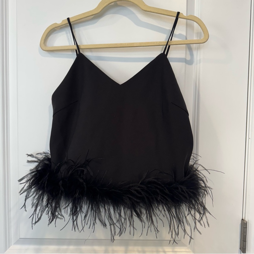 Lucy Paris Black Feather Trim Camisole